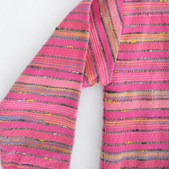 Vintage 90's Silver Stream 100% Cotton Pink Striped Button  Up Textured Jacket S - Picture 11 of 12